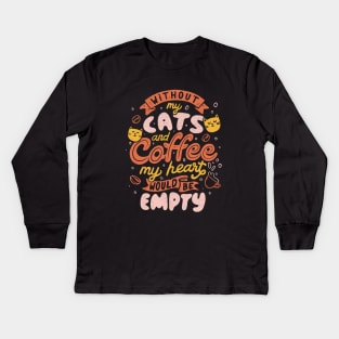 Cats and Coffee Cute Funny Cat Gift Kids Long Sleeve T-Shirt